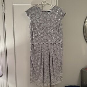 Excellent condition Silver Lace Sequin Cocktail Dress